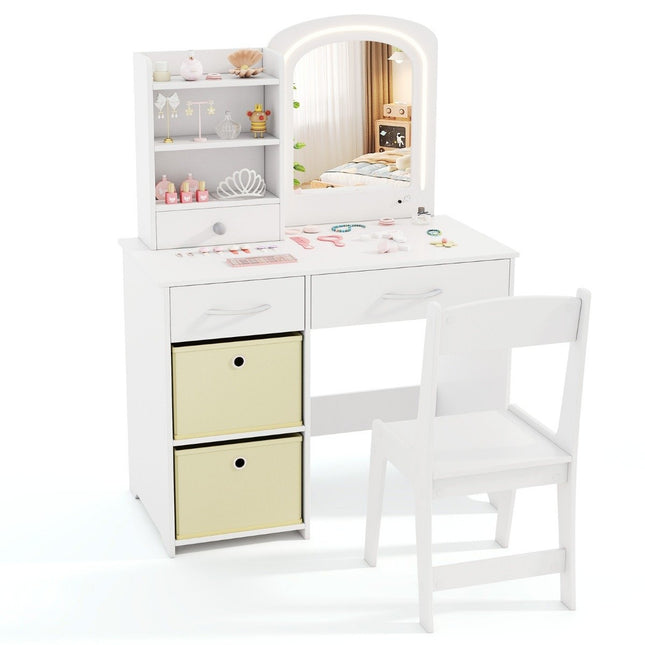 Coiffeuse enfant avec éclairage Coiffeuse enfant avec miroir Coiffeuse Blanche