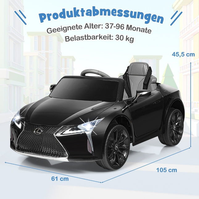 Voiture électrique pour enfants avec télécommande 2,4 G, lumières LED et musique Véhicule pour enfants Lexus LC500 noir