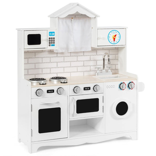 Cuisine pour enfants avec accessoires de jeu Cuisine ludique avec lave-linge et micro-ondes 78 x 29 x 93 cm blanc