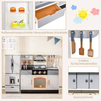 Children's kitchen with separable refrigerator & lights & music & sound & 12 accessories refrigerator