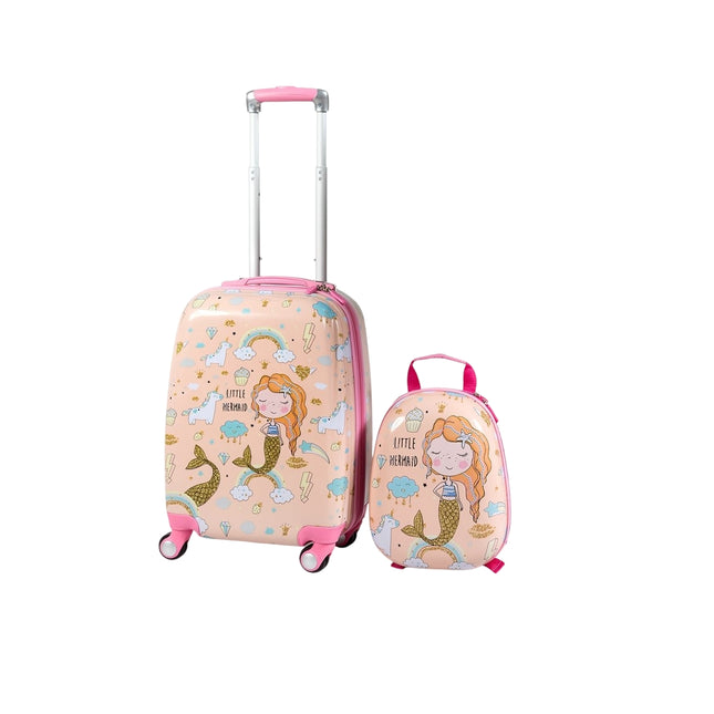 Kindergepäck Meerjungfrau Reisekoffer Kinderkoffer Set mit Rucksack Rosa