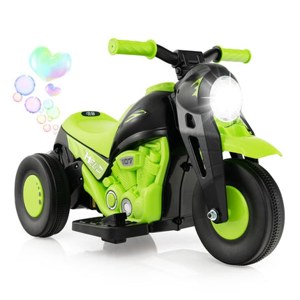 Moto pour enfants avec machine à bulles & musique & phare LED moto pour enfants vert