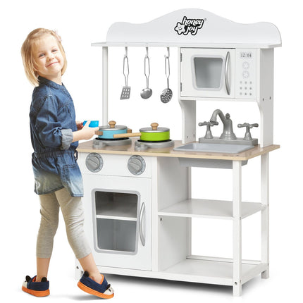 Cuisine de jeu pour enfants Cuisine de jeu en bois Ensemble de cuisine 60 x 30 x 83 cm blanc