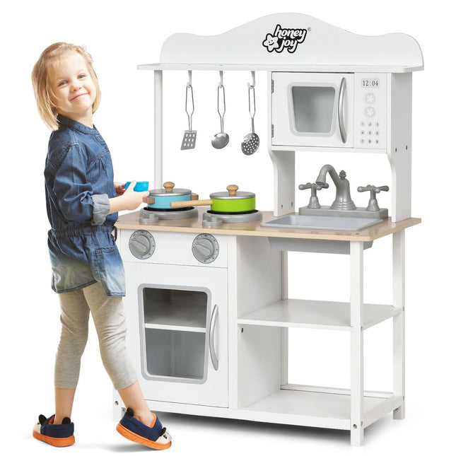 Cuisine de jeu pour enfants Cuisine de jeu en bois Ensemble de cuisine 60 x 30 x 83 cm blanc