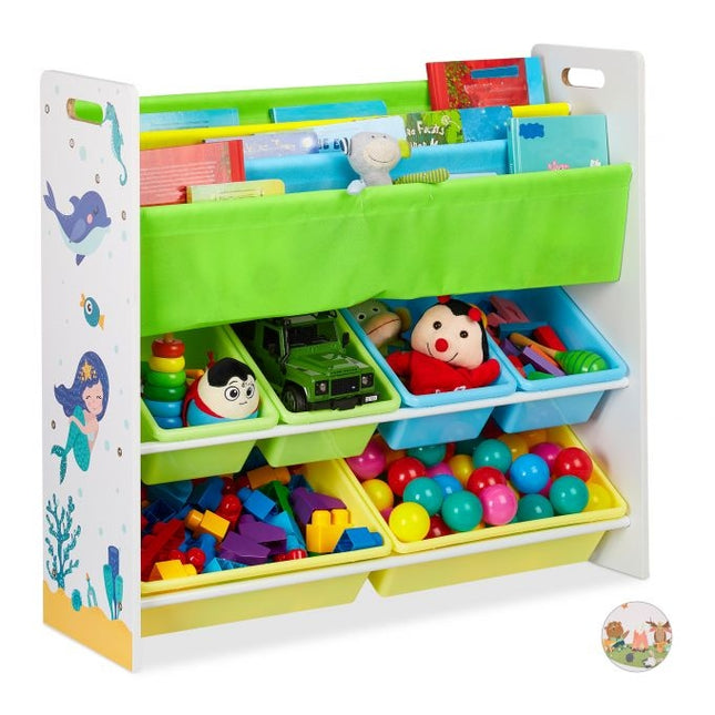Étagère pour enfants avec 10 compartiments et motifs