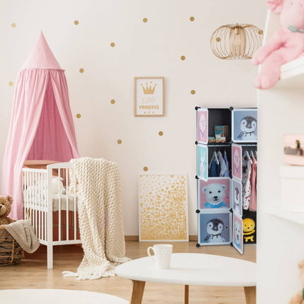 Étagère pour enfants avec tringles à vêtements
