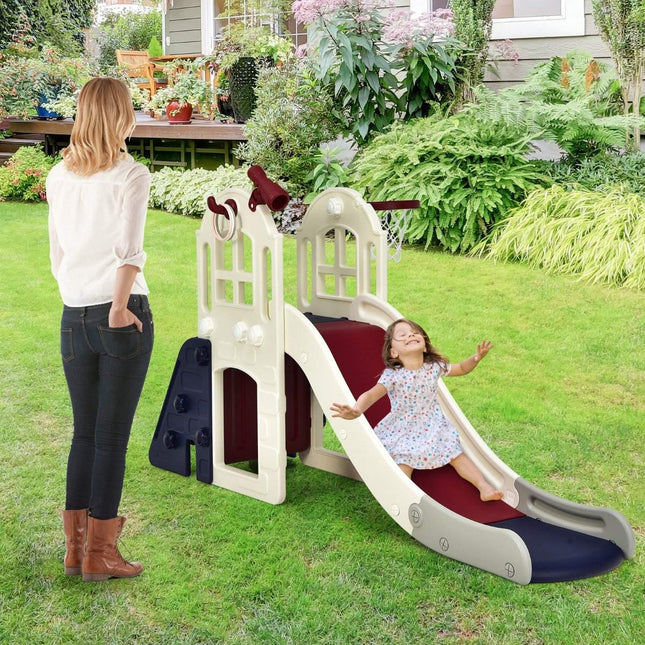 Toboggan pour enfants aire de jeux pour enfants pour jardin toboggan pour enfants avec échelle panier de basket bleu