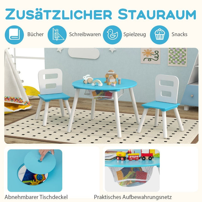 Kindertisch mit 2 Stühlen 3 tlg. Kindermöbel Set aus Holz stapelbar grün