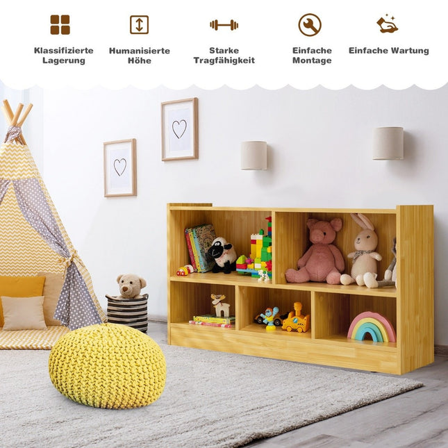 Kinderspielzeugschrank aus Holz, Kinderregal, Bücherregal, 111 x 30 x 61,5 cm, gelb