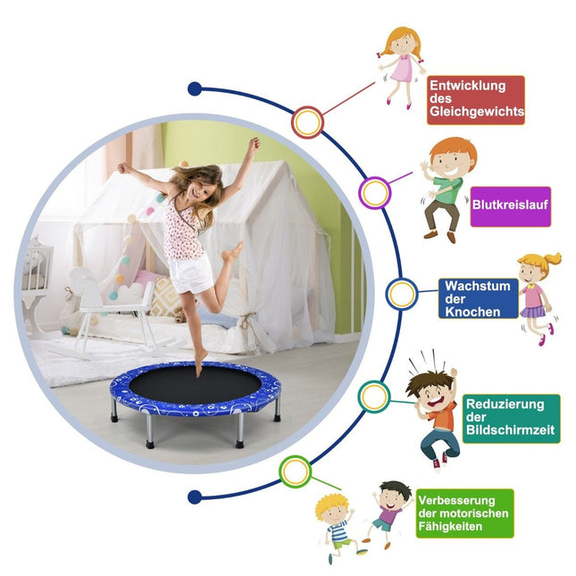Trampoline pour enfants mini trampoline trampoline pliable pour tout-petits bleu + noir