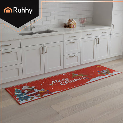 Tapis de Noël antidérapant 160 x 50 cm - Séchage rapide