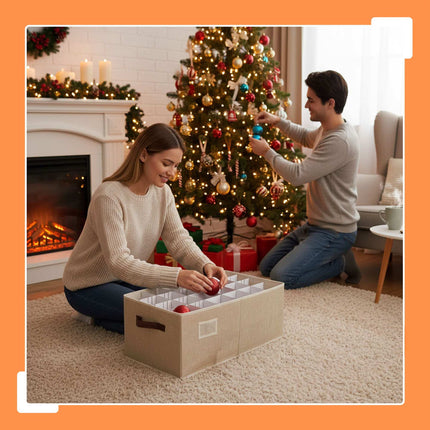 Boîte de rangement pour boules de Noël, capacité de 96 boules, séparateurs ajustables