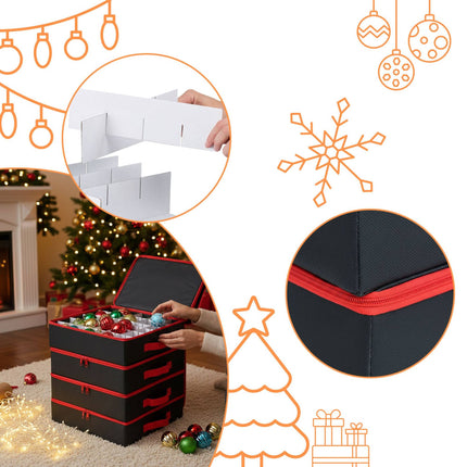 Boîtes de rangement pour boules de Noël, lot de 4, capacité de 64