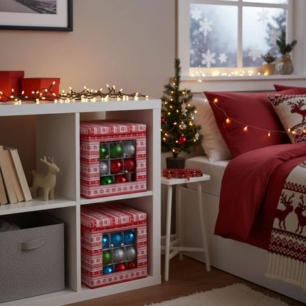 Boîtes de rangement pour boules de Noël, lot de 3 avec séparateurs