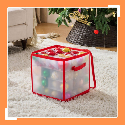 Boîte de rangement pour boules de Noël avec séparateurs ajustables