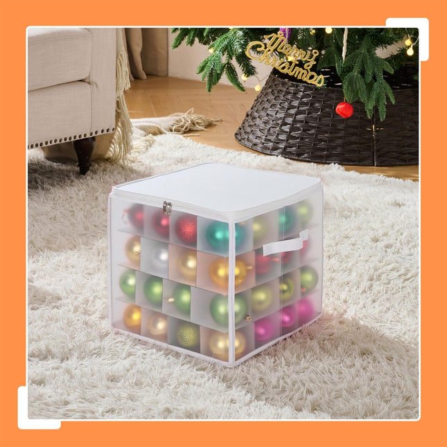 Boîte de rangement pour boules de Noël avec séparateurs ajustables