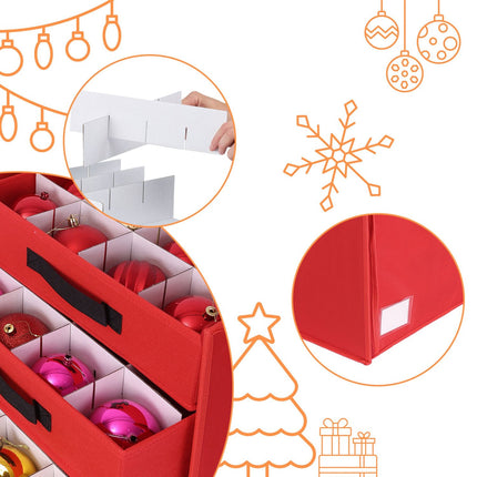 Boîte de rangement pour boules de Noël avec séparateurs ajustables