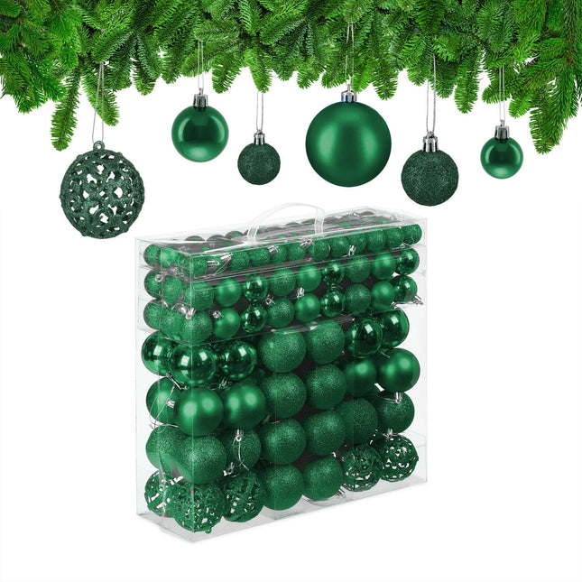 Ensemble de boules de Noël, 150 pièces, finitions assorties