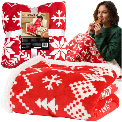 Couverture de Noël réversible, 130 x 170 cm, polyester