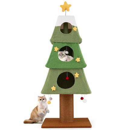 Arbre à chat de Noël avec poteau en sisal, 162 cm, vert