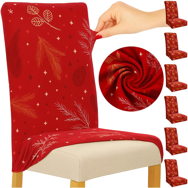Housses de chaises de Noël, rouges, élastiques, lot de 6, 50 x 40 x 40 cm
