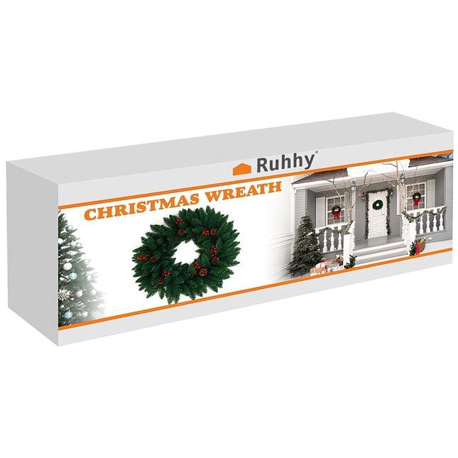 Couronne de porte de décoration de Noël, ornement décoratif, épaisseur 60 cm, XXL
