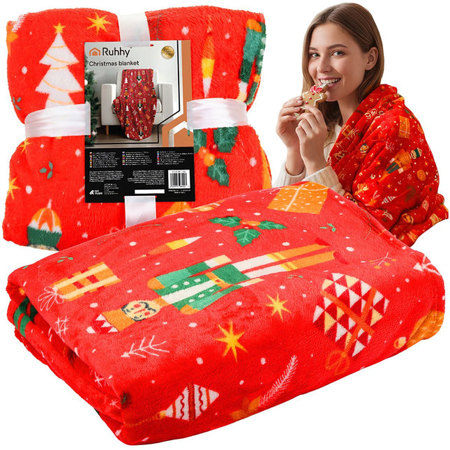 Weihnachtsflanelldecke, 150x200 cm, Rot Polyester