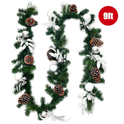 Guirlande de Noël 2,7 m, 50 lumières LED, pommes de pin, minuterie