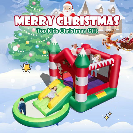 Château gonflable de Noël avec toboggan et piscine à balles pour 3 enfants