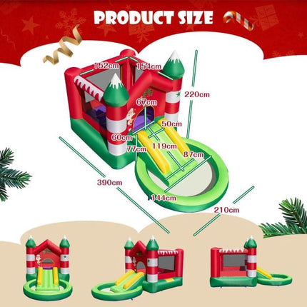 Château gonflable de Noël avec toboggan et piscine à balles pour 3 enfants