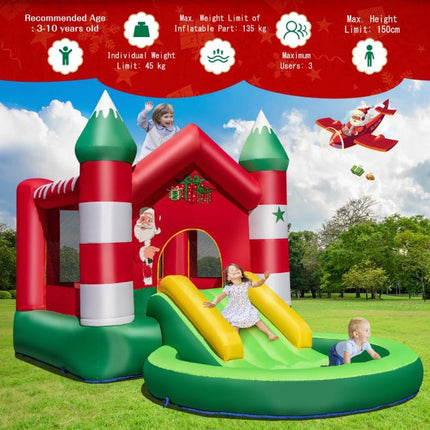 Château gonflable de Noël avec toboggan et piscine à balles pour 3 enfants