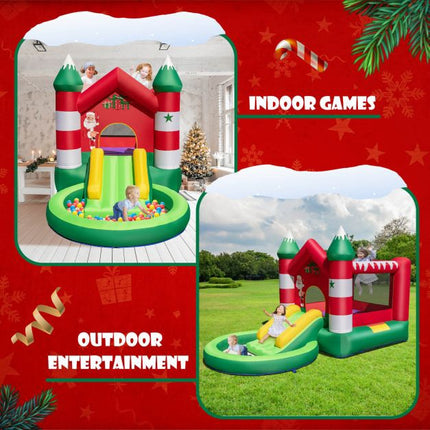 Château gonflable de Noël avec toboggan et piscine à balles pour 3 enfants