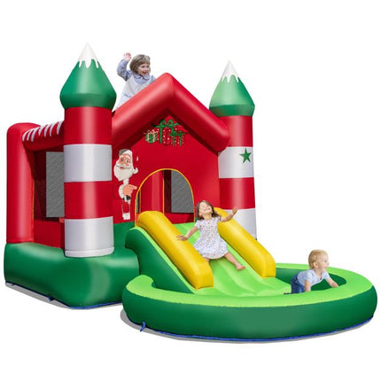 Château gonflable de Noël avec toboggan et piscine à balles pour 3 enfants