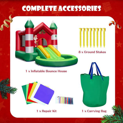 Château gonflable de Noël avec toboggan et piscine à balles pour 3 enfants