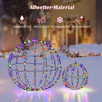 Boule lumineuse de Noël, paquet de 2 boules LED pour lumières de Noël suspendues et debout