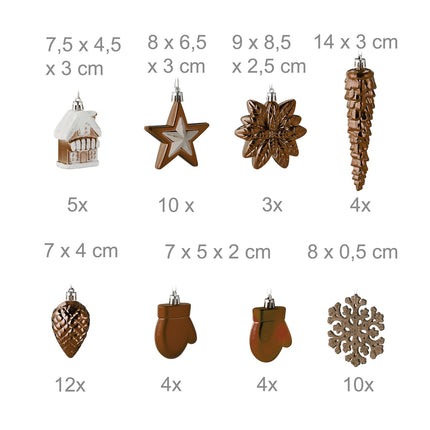 Ensemble de décorations de Noël, 100 pièces, 10 modèles
