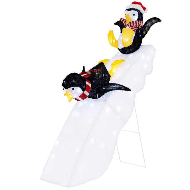 Toboggan pingouin de Noël, 130 LED, 120 cm