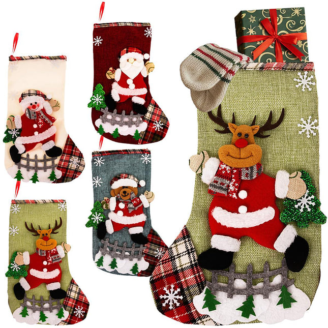 Weihnachtsstrumpf-Set, 4 Dekorative Designs, 19x31 cm