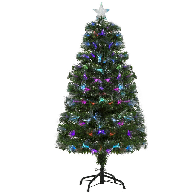Künstlicher Weihnachtsbaum, 120 cm, bunte Lichter & Metallfuß