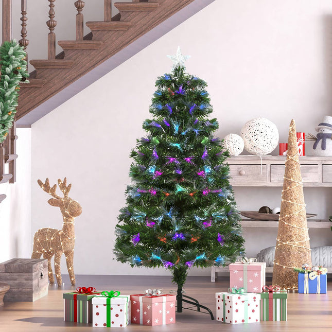Künstlicher Weihnachtsbaum, 120 cm, bunte Lichter & Metallfuß