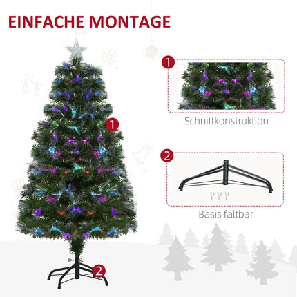 Künstlicher Weihnachtsbaum, 120 cm, bunte Lichter & Metallfuß
