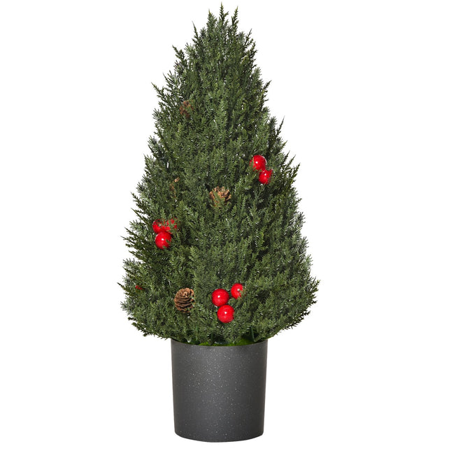 Künstlicher Weihnachtsbaum mit roten Beeren & Tannenzapfen, 50 cm