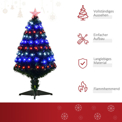Sapin De Noël 90 Leds Étoile Verte Ø48 X H90 Cm