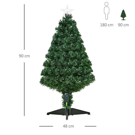 Sapin De Noël 90 Leds Étoile Verte Ø48 X H90 Cm