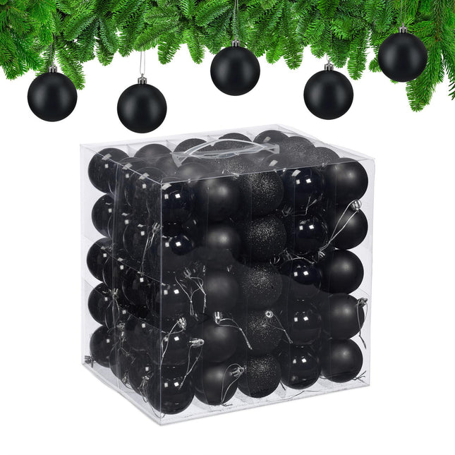 Weihnachtsbaumkugel-Set, 100-teilig, matt/glänzend/glitzernd