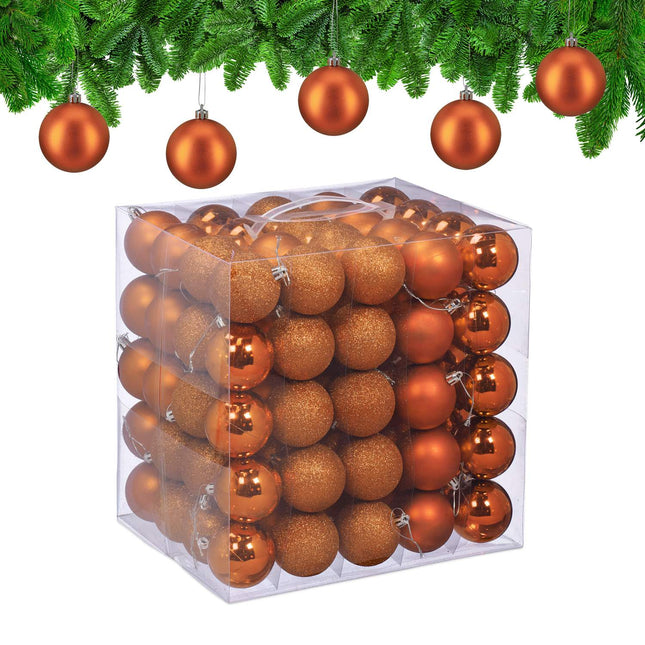 Weihnachtsbaumkugeln Set, 100 Stück, Matt/Glänzend/Glitzer