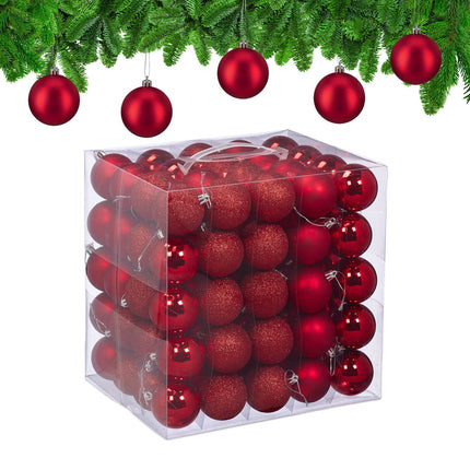Weihnachtsbaumkugel-Set, 100 Stück, Matt/Glänzend/Glitzer