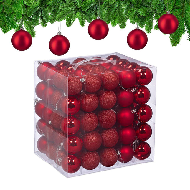 Weihnachtsbaumkugel-Set, 100 Stück, Matt/Glänzend/Glitzer