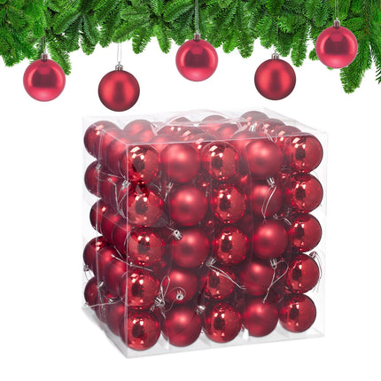 Weihnachtsbaumkugeln Set, 100 glänzende Ornamente