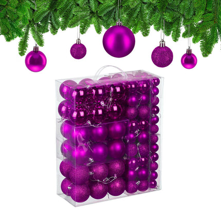 Weihnachtsbaumkugeln Set, 138-teilig – Matt, glänzend, glitzernd